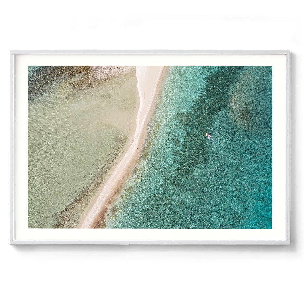 Langford Reef Sandbar and Boat - Framed Print