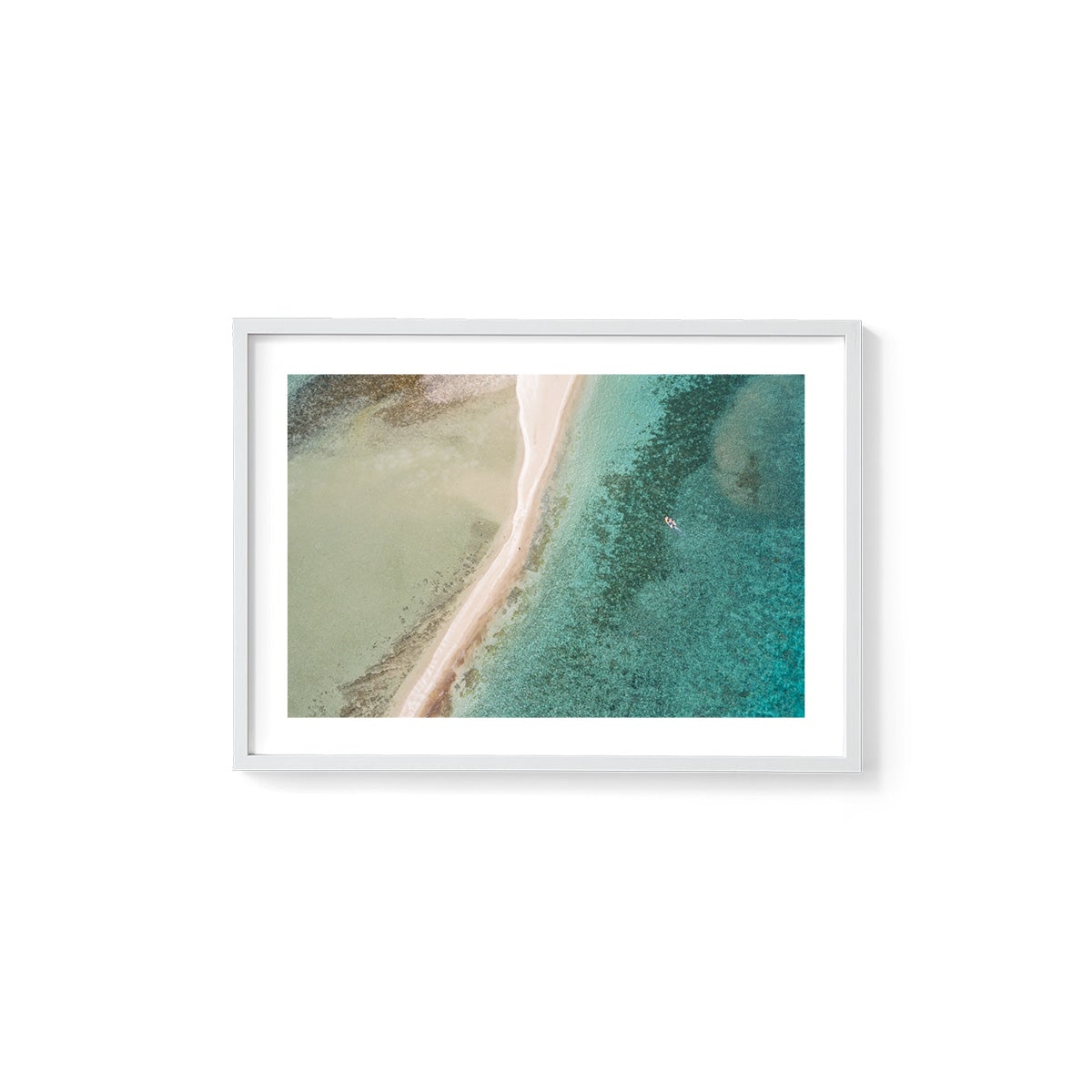 Langford Reef Sandbar and Boat - Framed Print