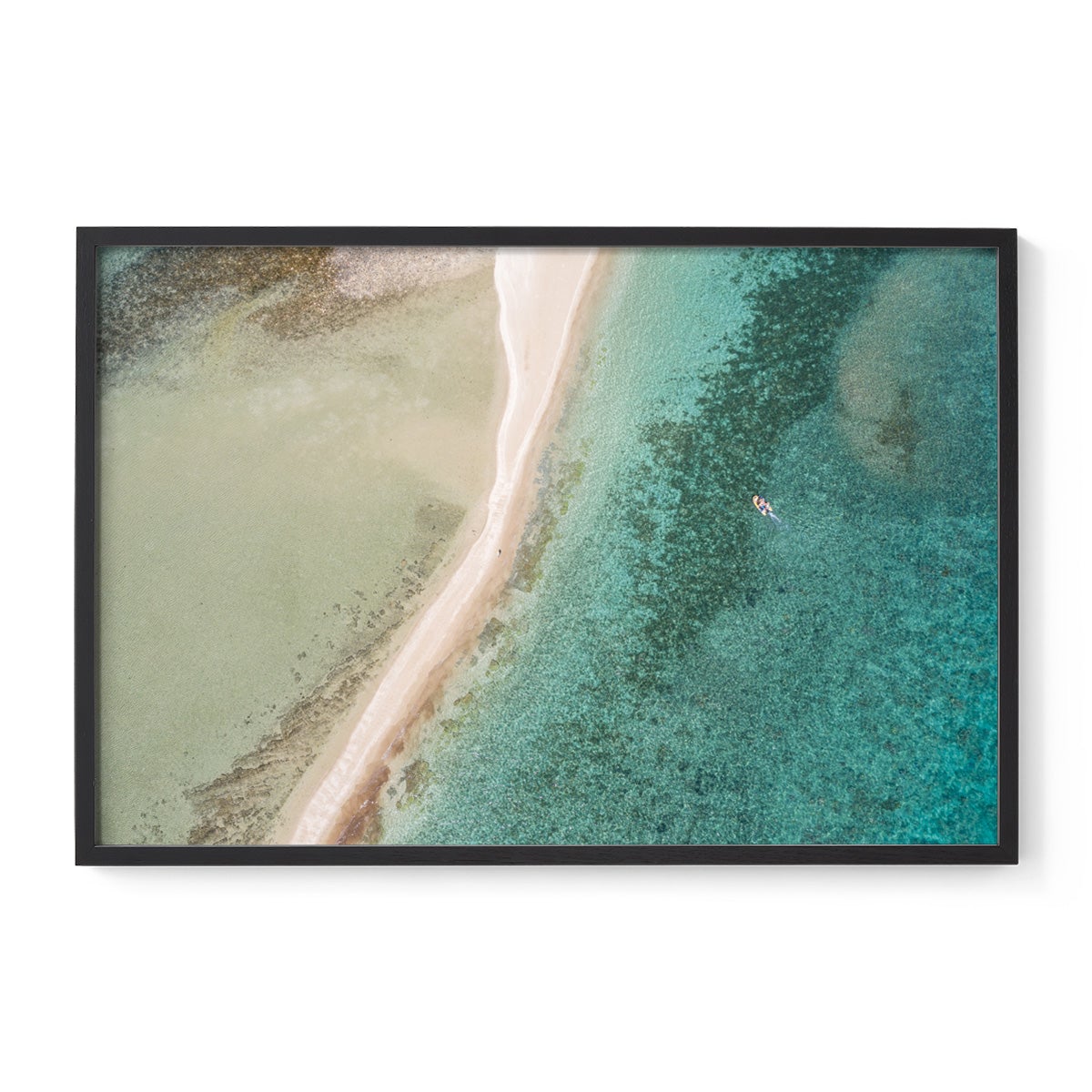 Langford Reef Sandbar and Boat - Framed Print