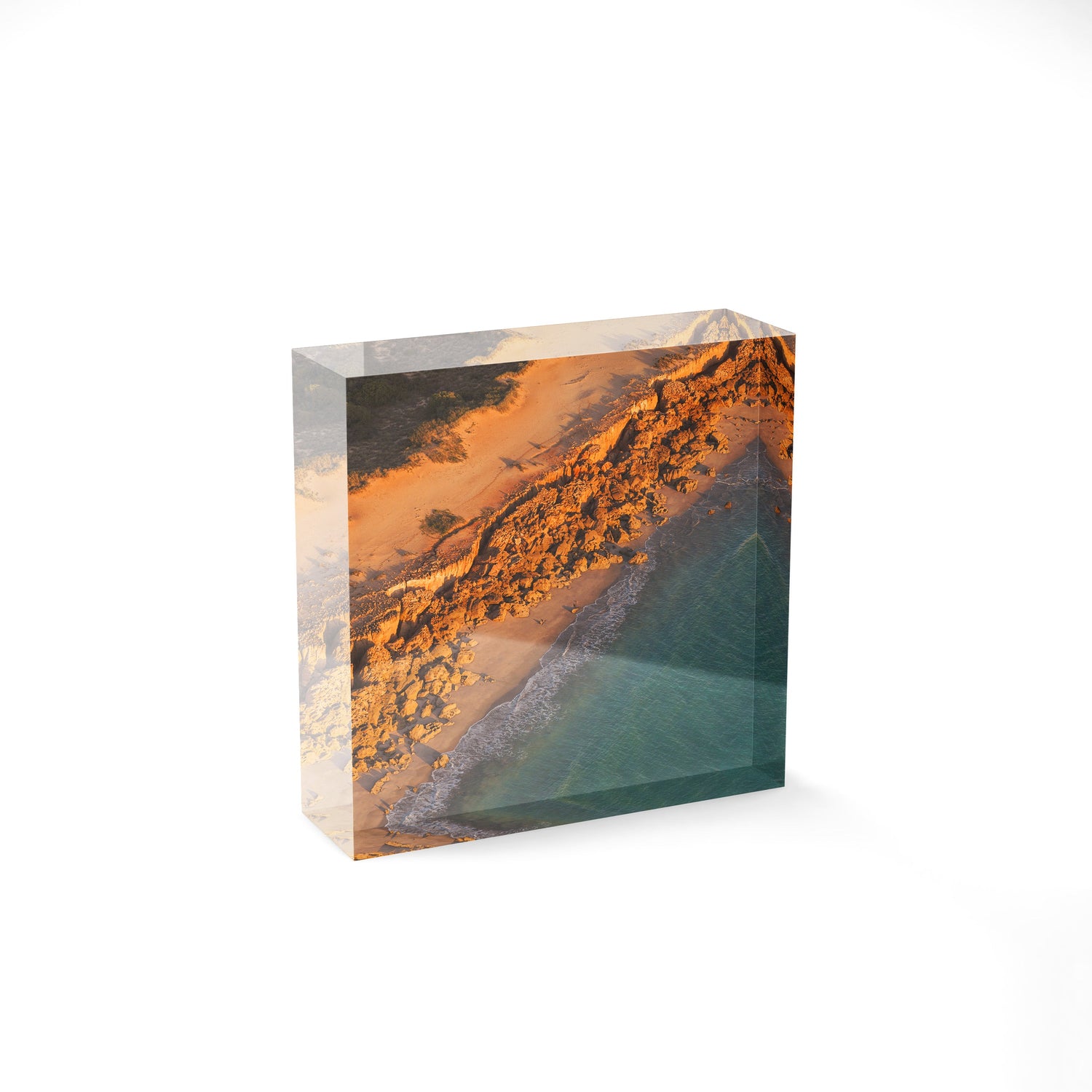 Barred Creek Seawall Sunset - Square Acrylic ICE Block