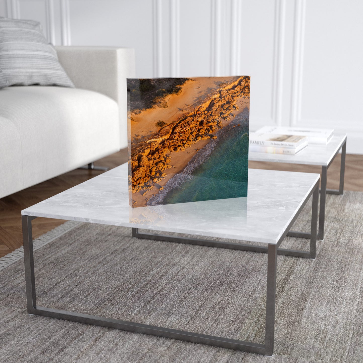 Barred Creek Seawall Sunset - Square Acrylic ICE Block