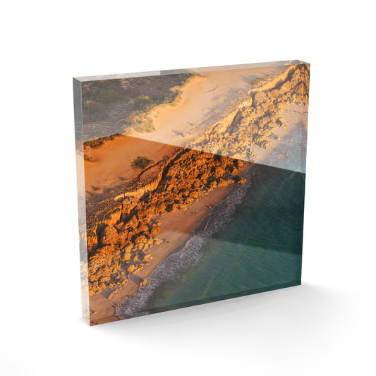 Barred Creek Seawall Sunset - Square Acrylic ICE Block