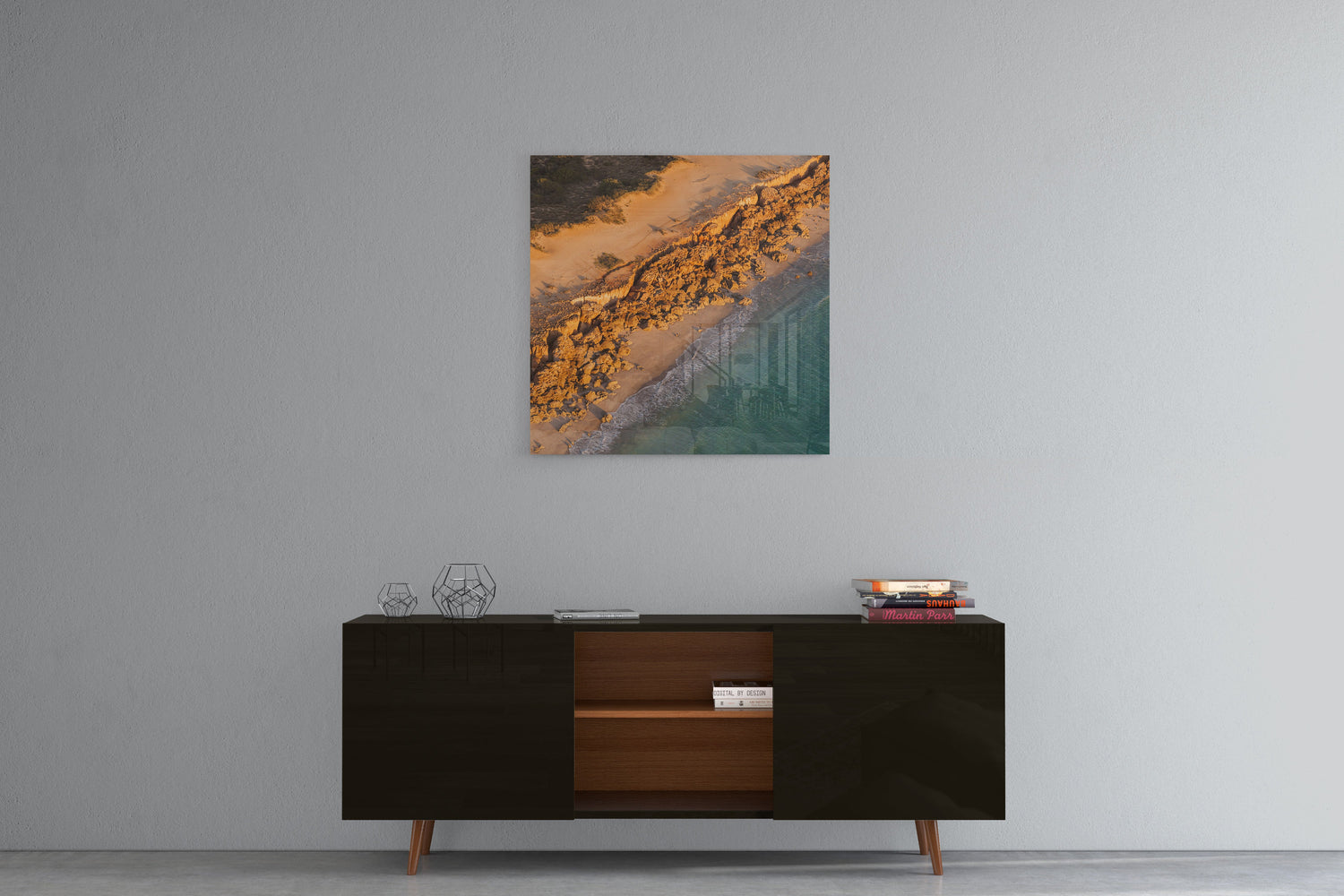 Barred Creek Seawall Sunset - Square Acrylic Print