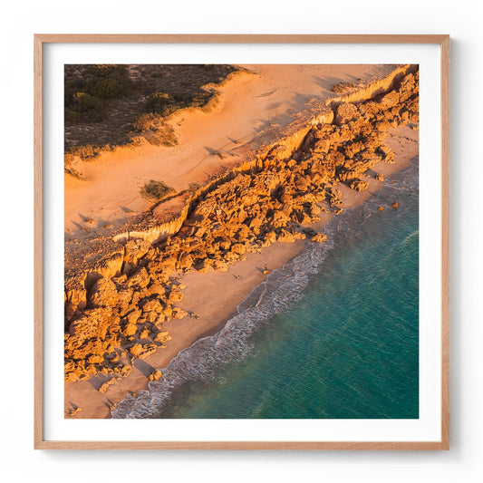 Barred Creek Seawall Sunset - Square Framed Print